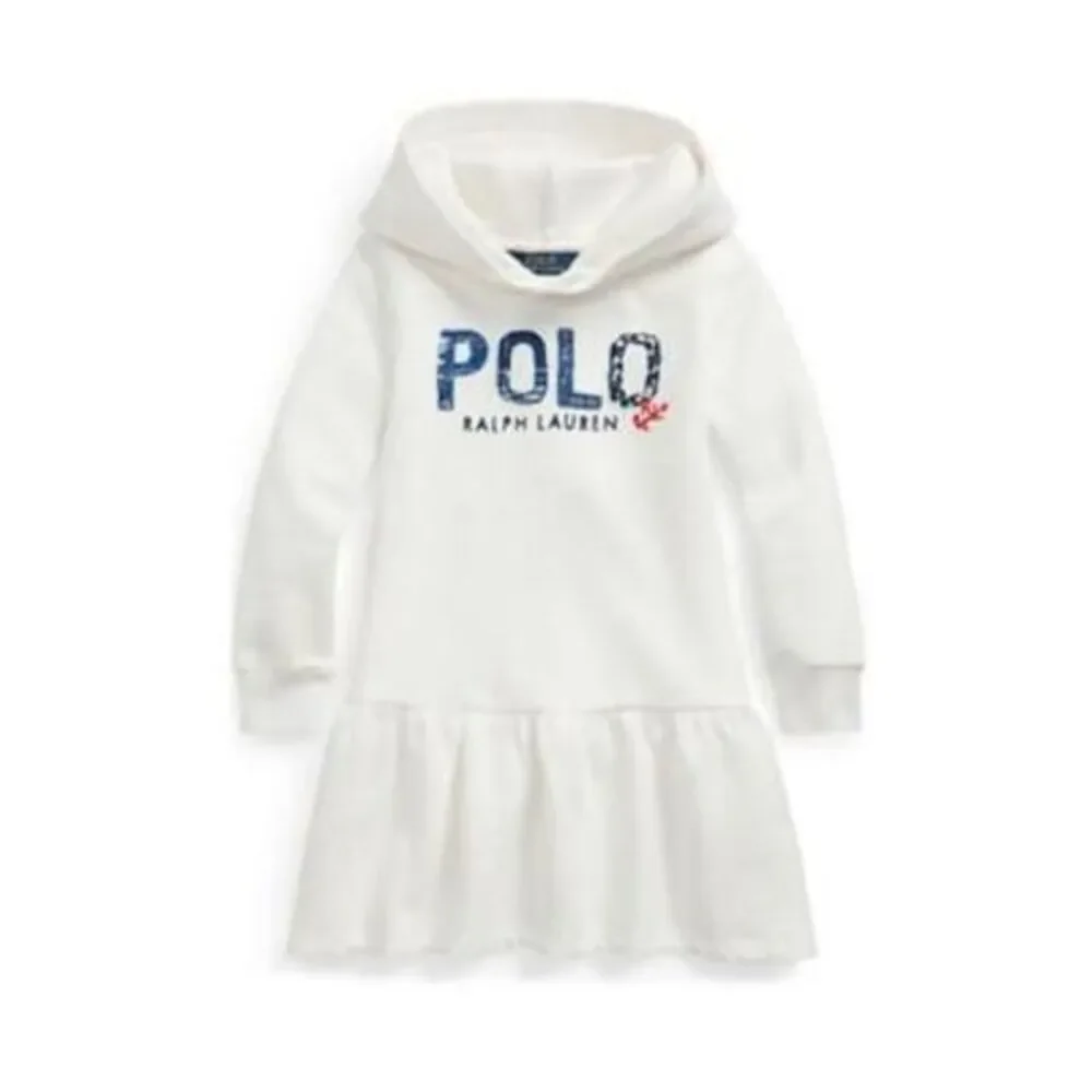 Polo Ralph Lauren Girls‎ White Dress With Blue Polo Logo Size 4/4T